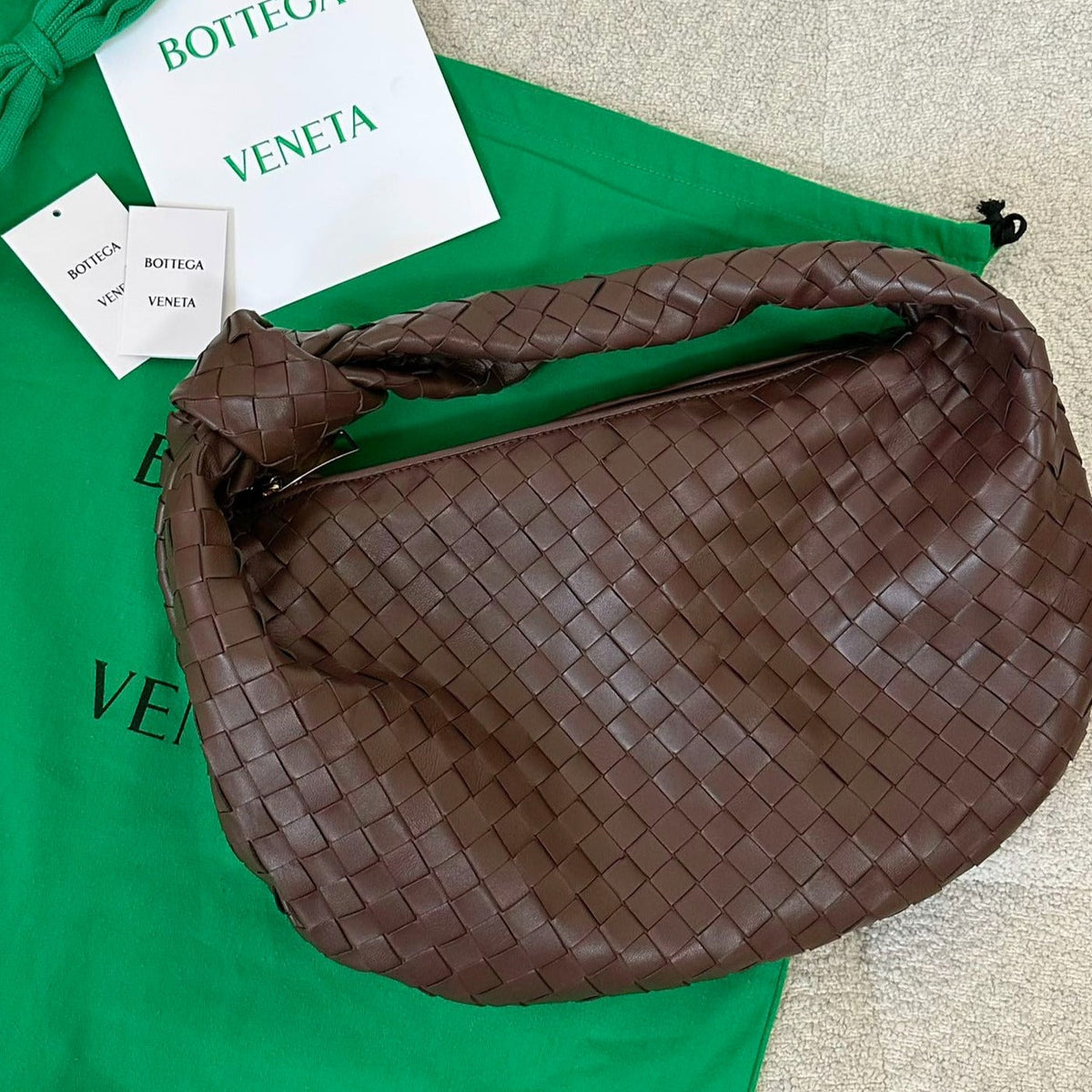 Bottega Veneta Small Jodie 48cm Chocolate Suede Leather Bag