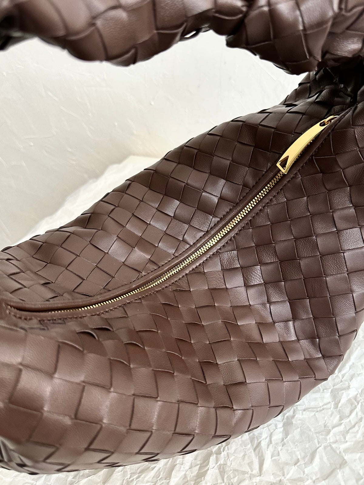 Bottega Veneta Small Jodie 48cm Chocolate Suede Leather Bag
