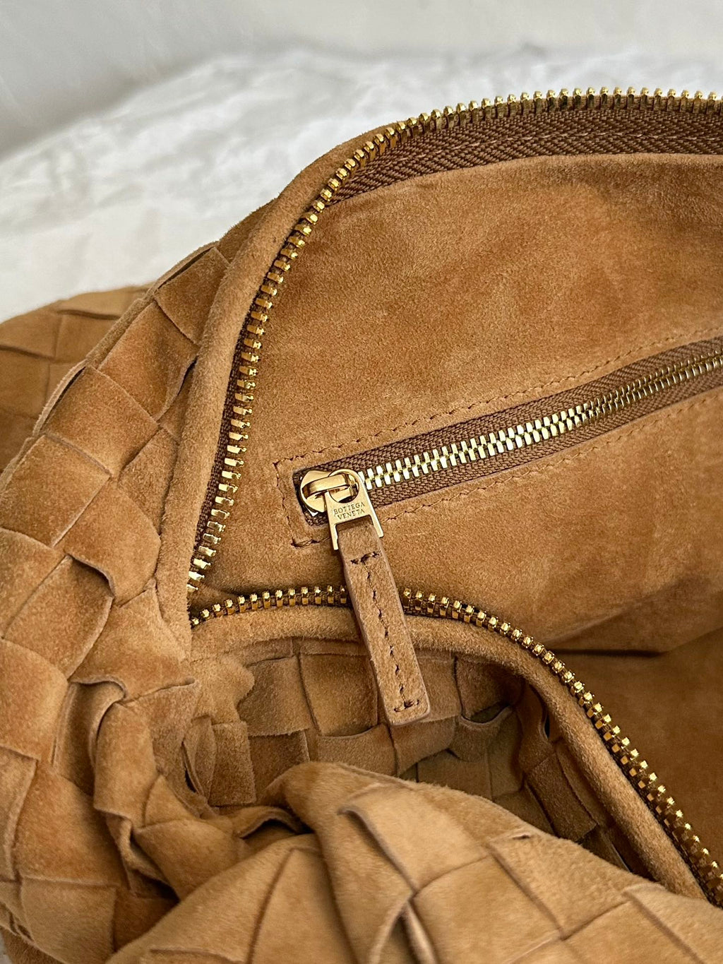 Bottega Veneta Small Jodie 48cm Brown Suede Leather Bag