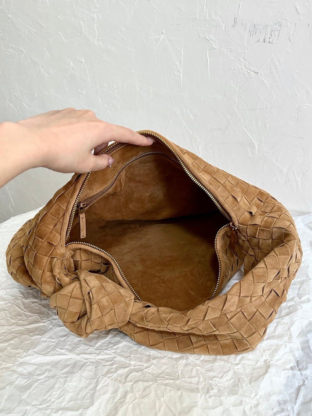 Bottega Veneta Small Jodie 48cm Brown Suede Leather Bag