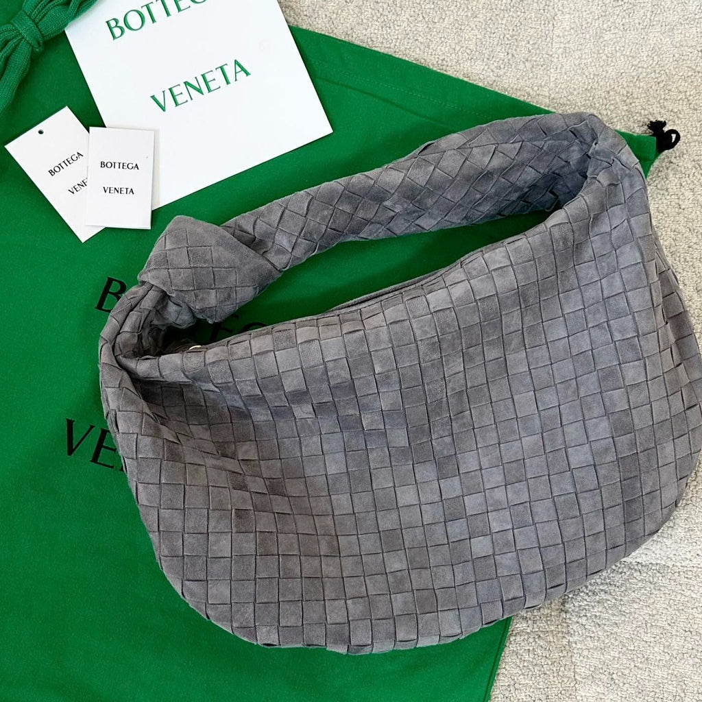 Bottega Veneta Small Jodie 48cm Grey Suede Leather Bag