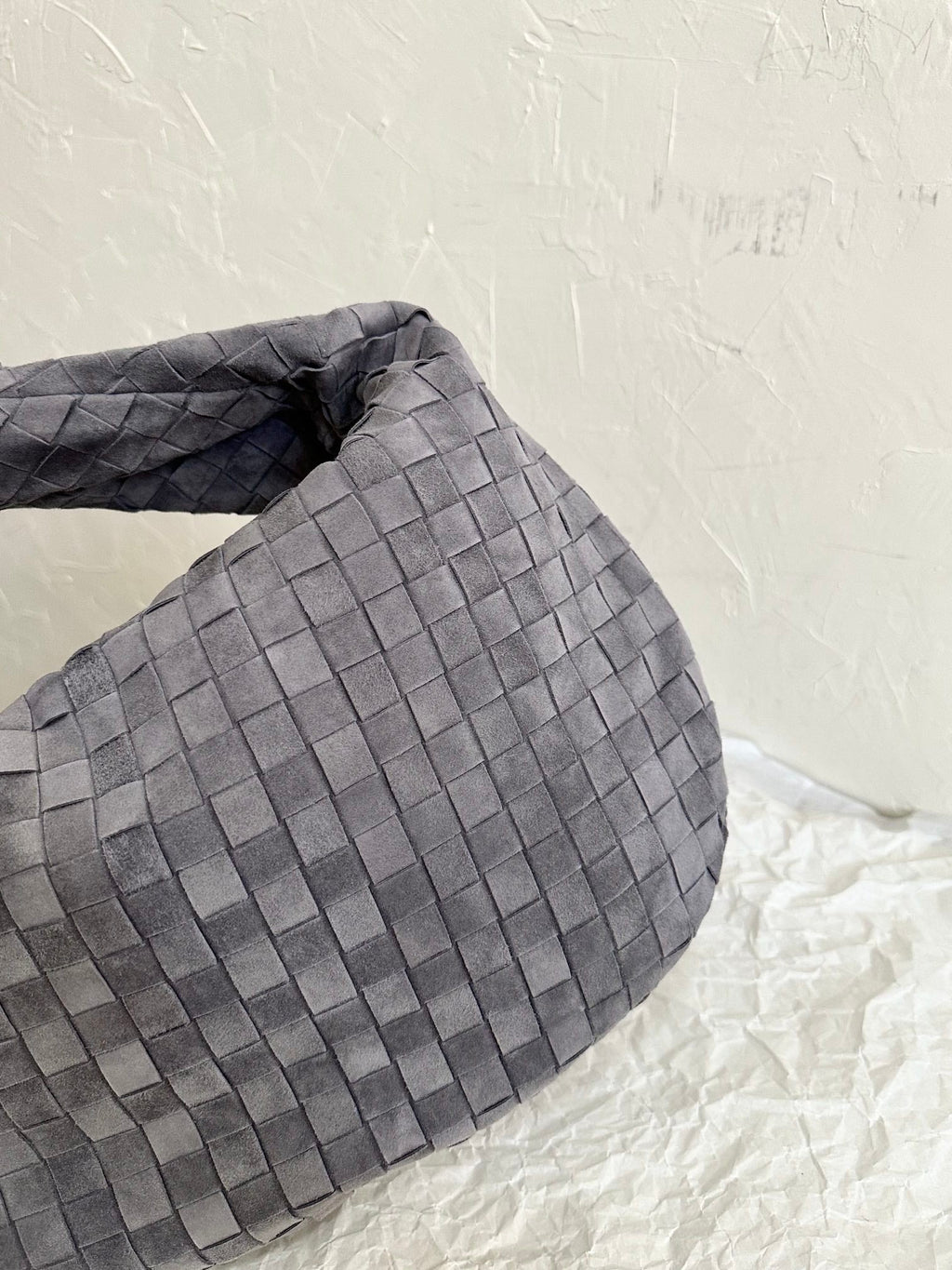 Bottega Veneta Small Jodie 48cm Grey Suede Leather Bag