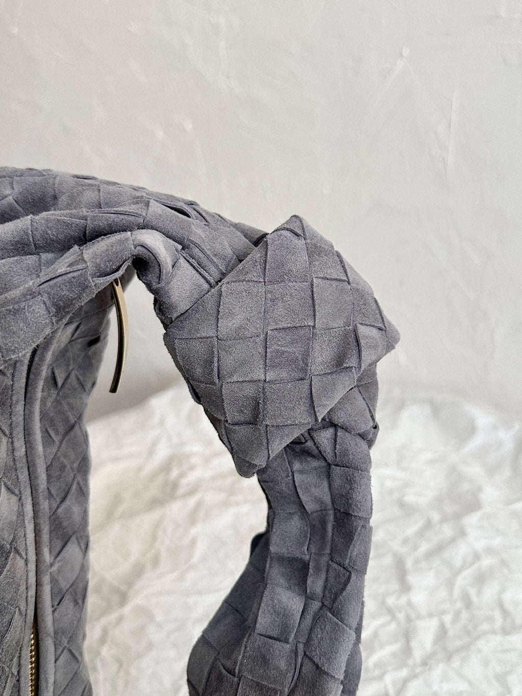 Bottega Veneta Teen Jodie 36cm Grey Suede Leather Bag