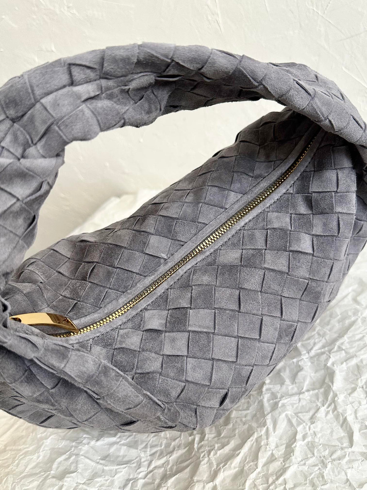 Bottega Veneta Teen Jodie 36cm Grey Suede Leather Bag