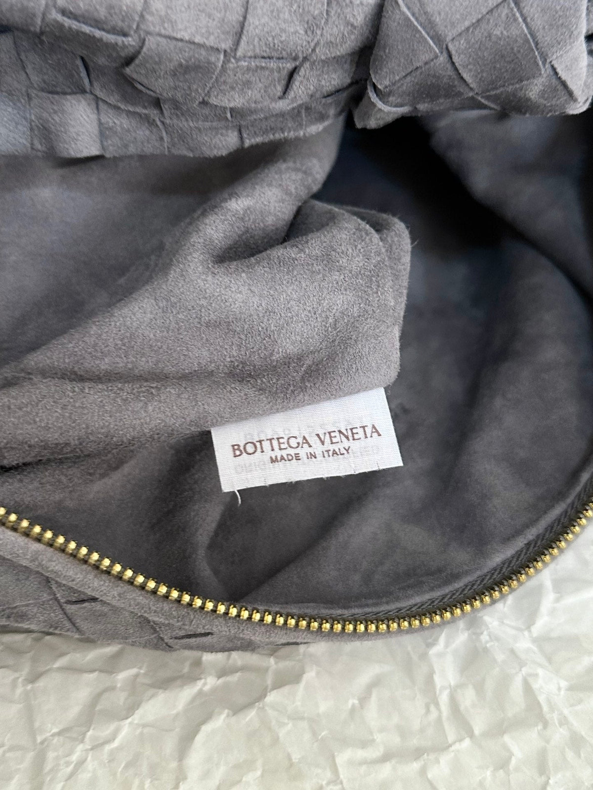 Bottega Veneta Teen Jodie 36cm Grey Suede Leather Bag