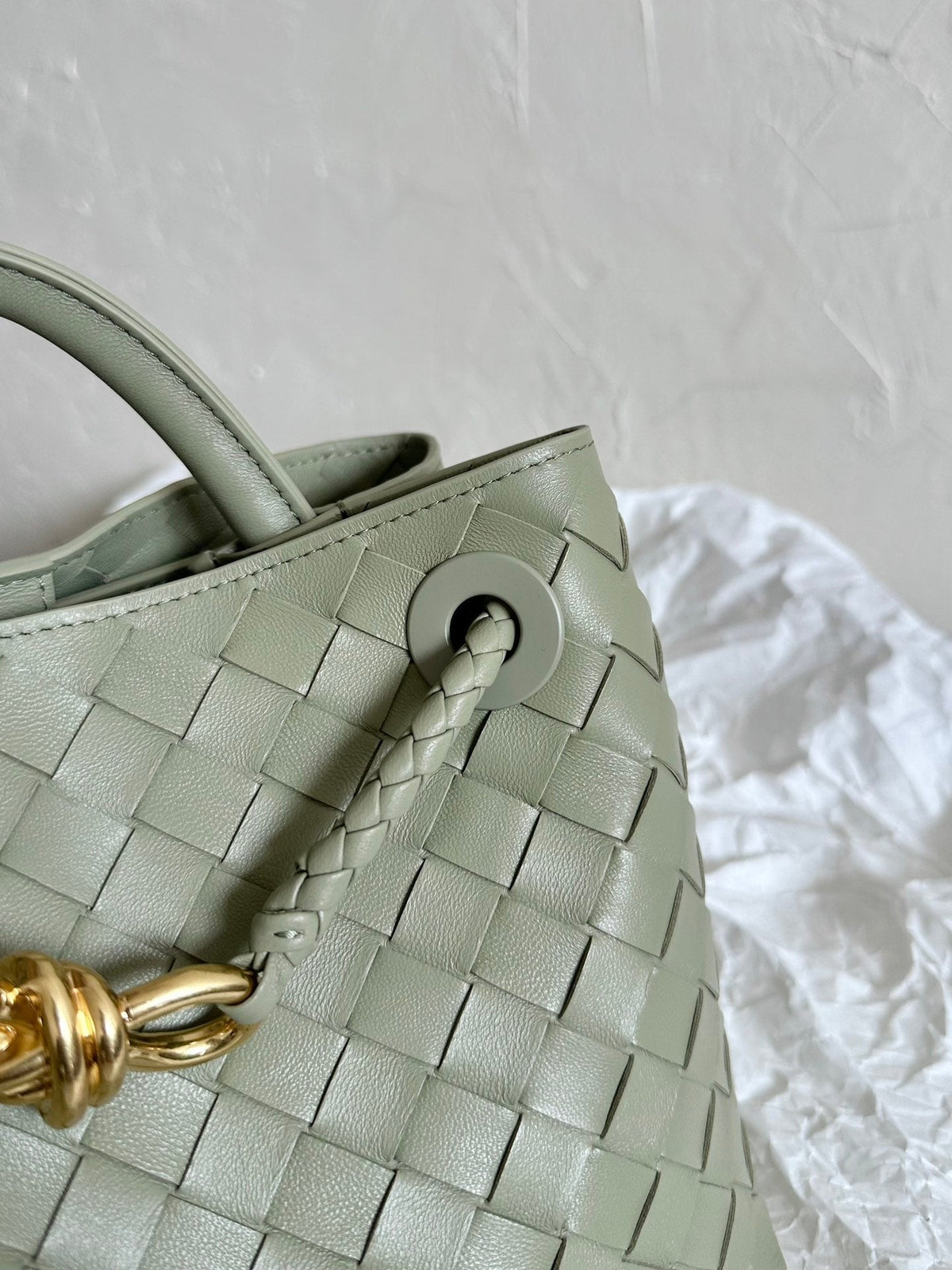 Bottega Veneta Small Andiamo 25cm Light Green Lambskin Bag