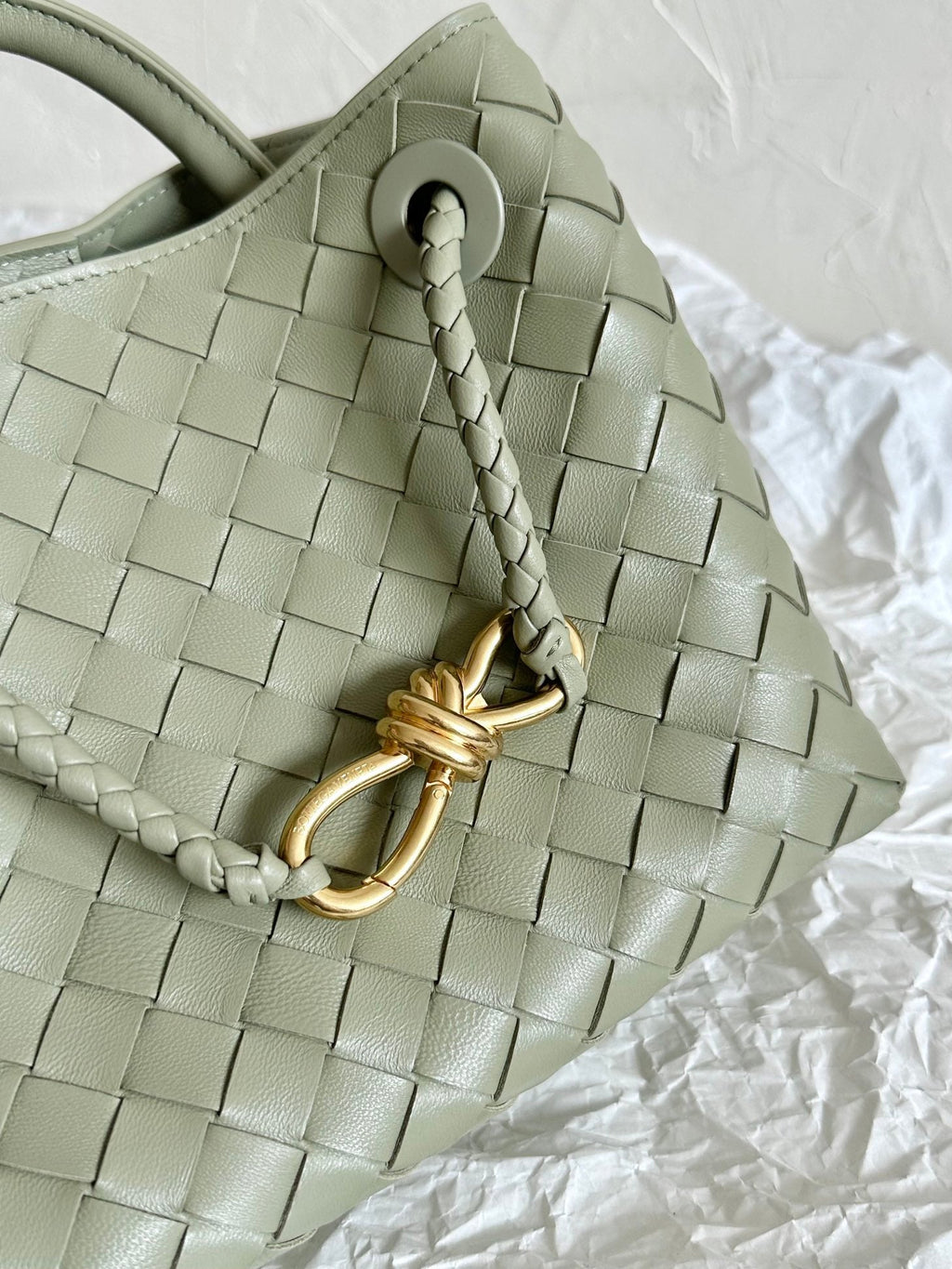 Bottega Veneta Small Andiamo 25cm Light Green Lambskin Bag