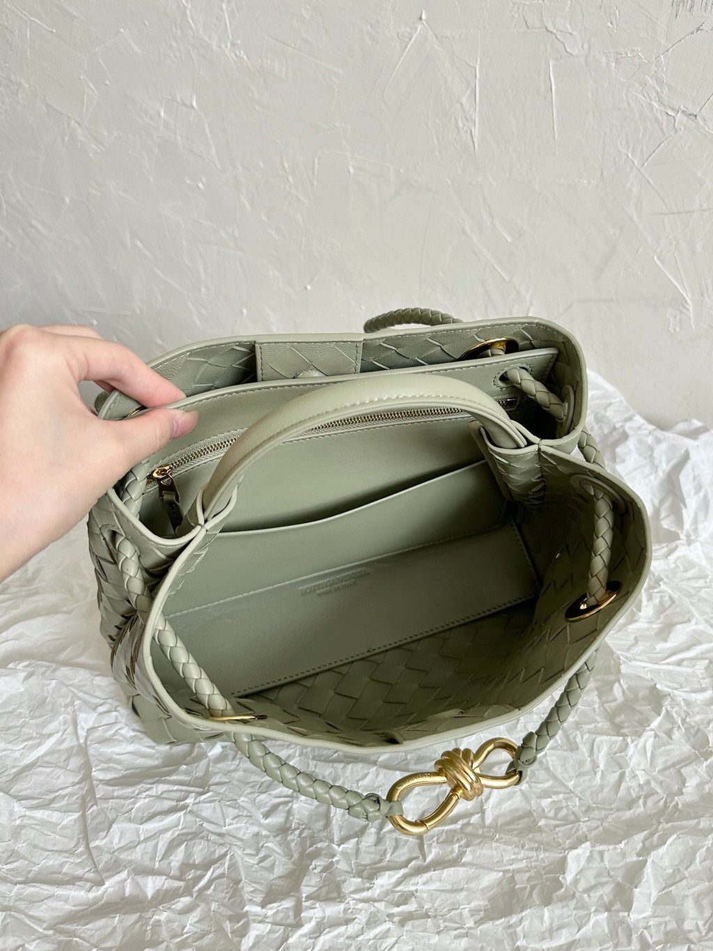 Bottega Veneta Small Andiamo 25cm Light Green Lambskin Bag