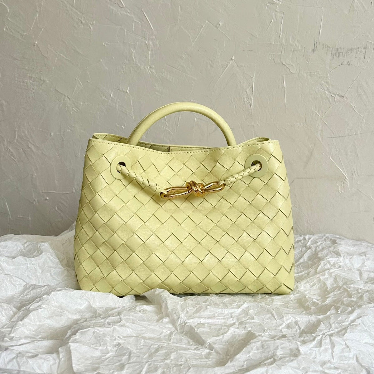 Bottega Veneta Small Andiamo 25cm Light Yellow Lambskin Bag