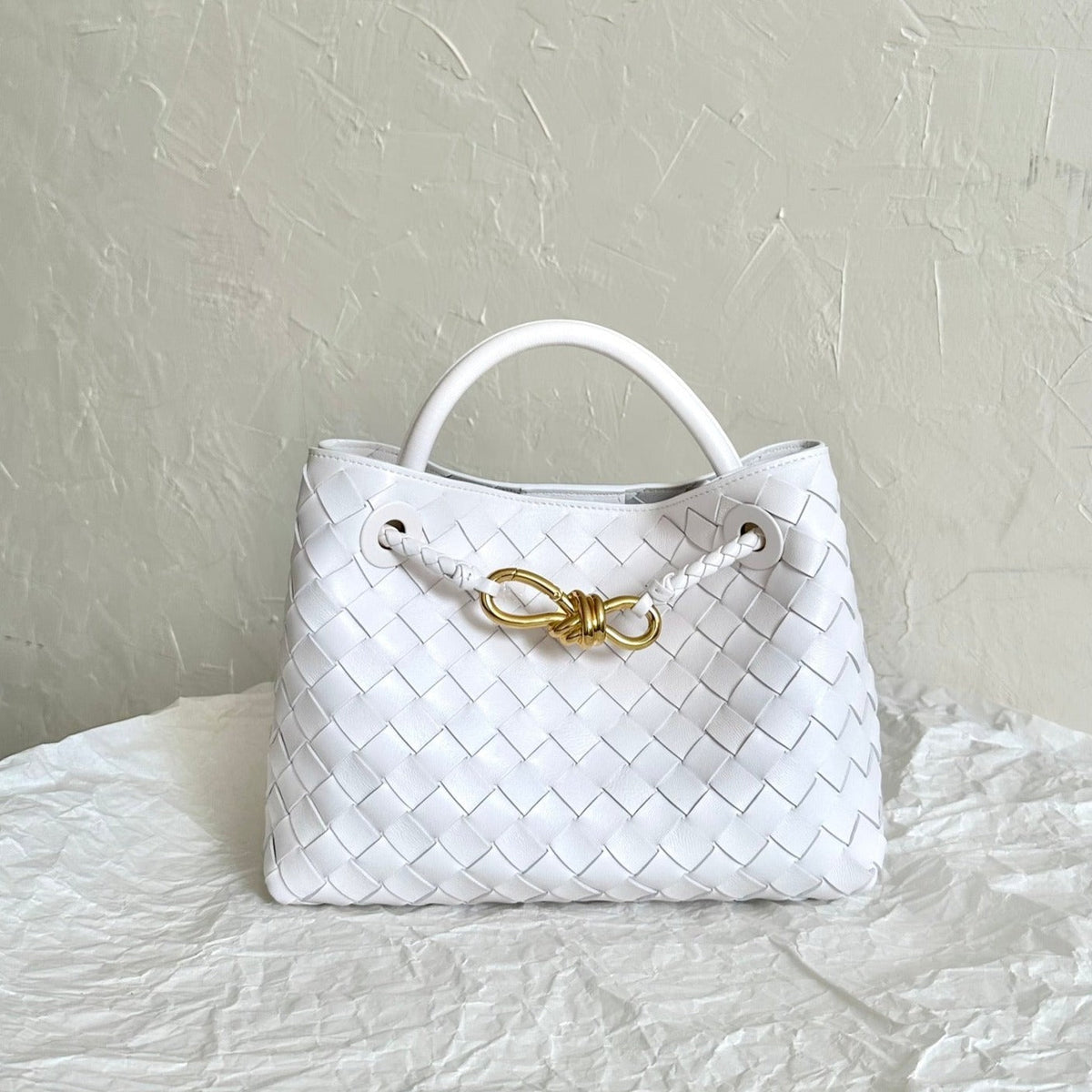 Bottega Veneta Small Andiamo 25cm White Lambskin Bag