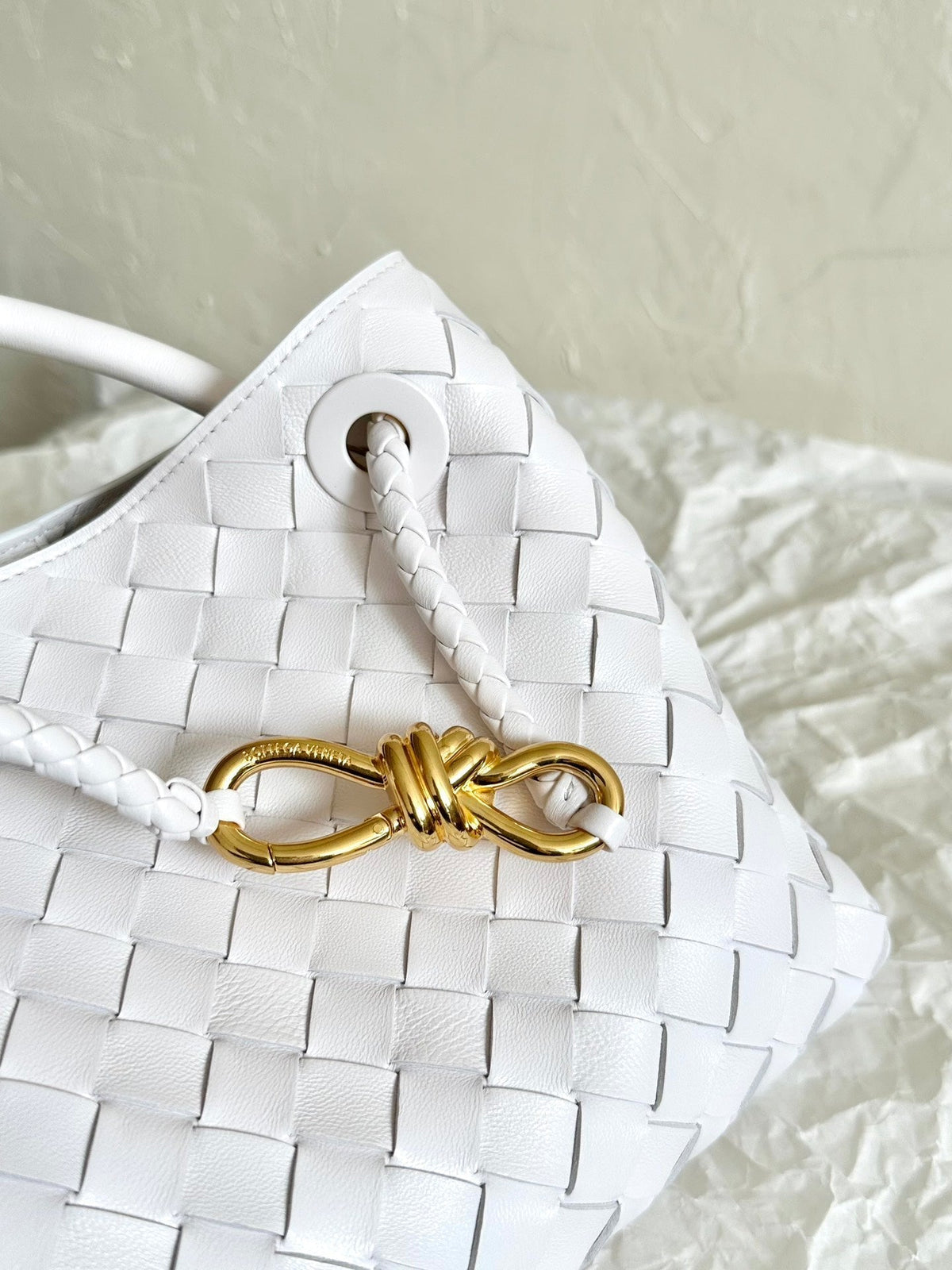 Bottega Veneta Small Andiamo 25cm White Lambskin Bag