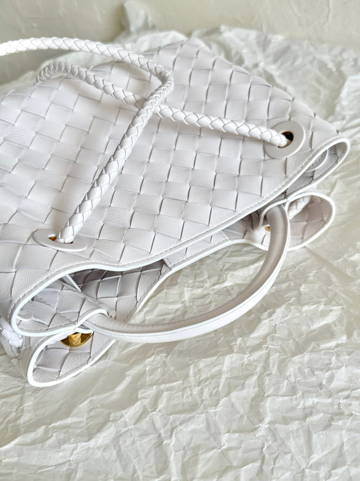 Bottega Veneta Small Andiamo 25cm White Lambskin Bag