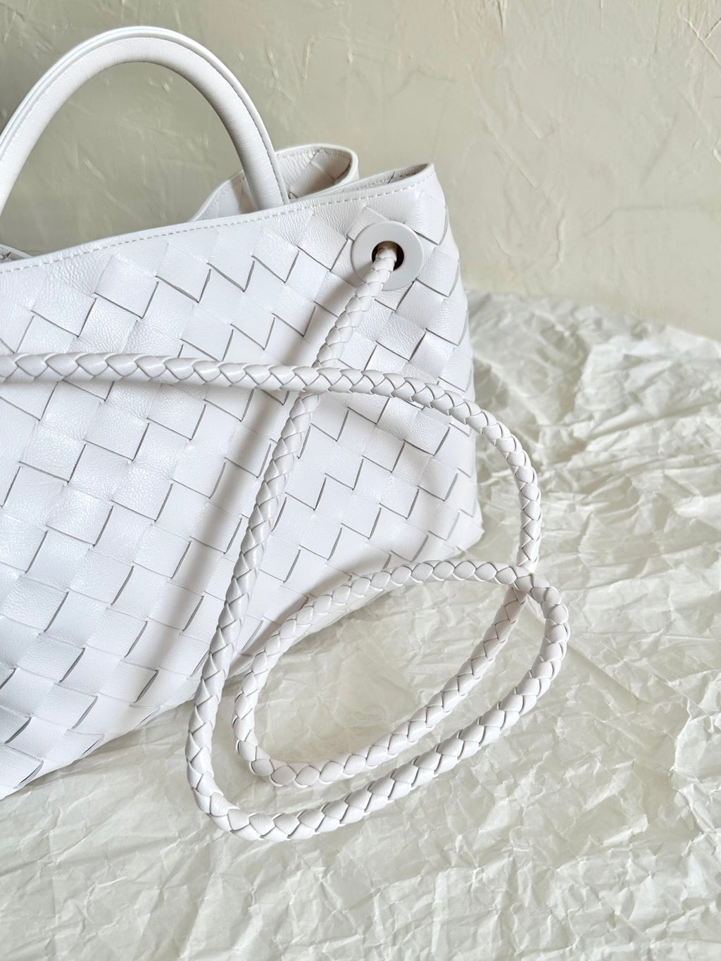 Bottega Veneta Small Andiamo 25cm White Lambskin Bag