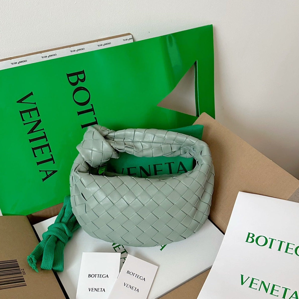 Bottega Veneta Mini Jodie 28cm Grey Lambskin Leather Bag