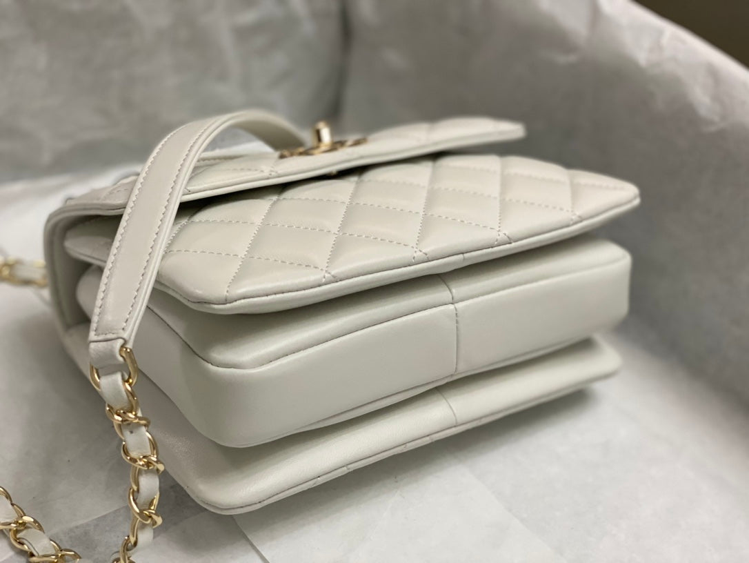 Chanel Trendy 20cm White Lambskin Gold Hardware Bag