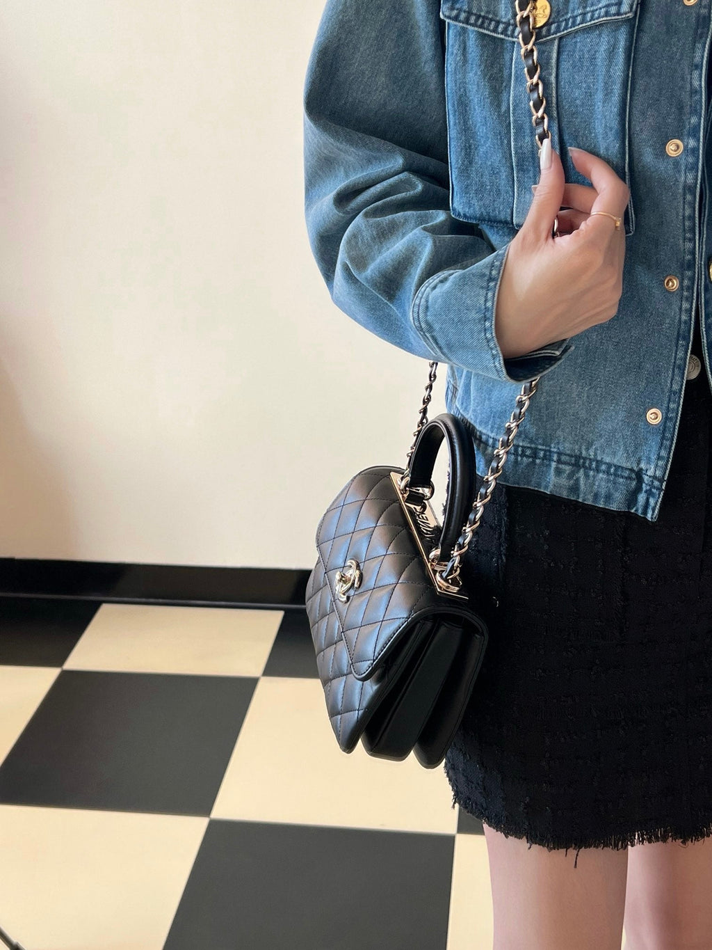 Chanel Trendy 20cm Black Lambskin Gold Hardware Bag