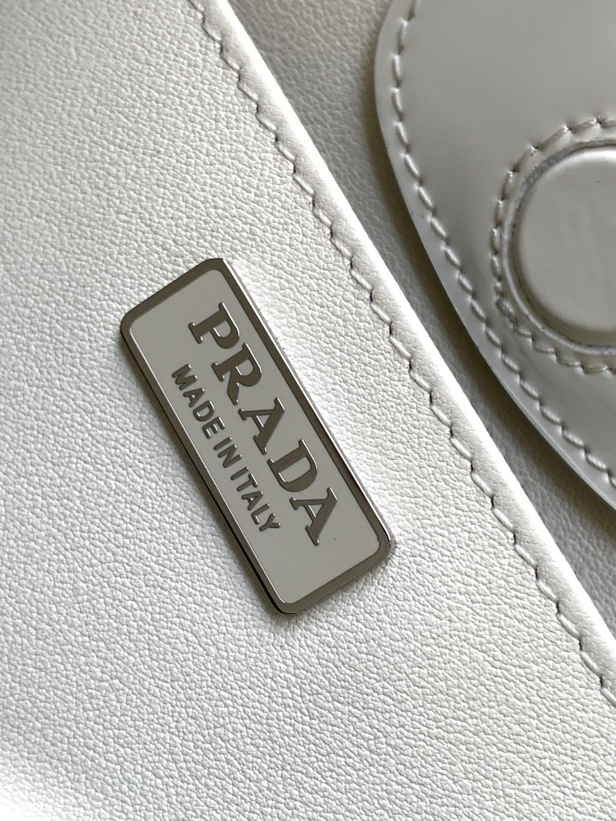 Prada Cleo 30 White Brushed Leather Shoulder Bag
