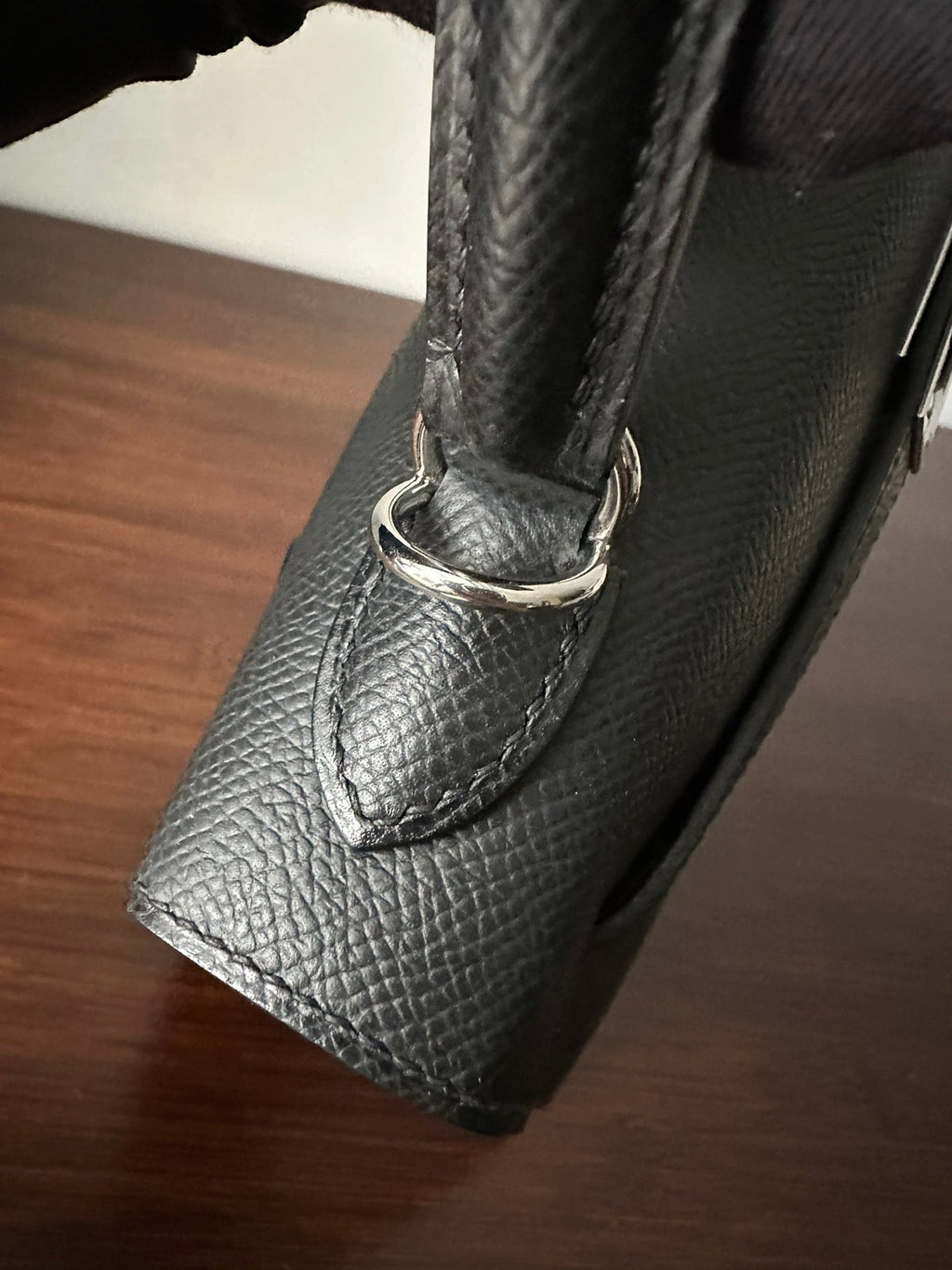 Hermes Kelly 25cm Black Epsom Silver Hardware Bag