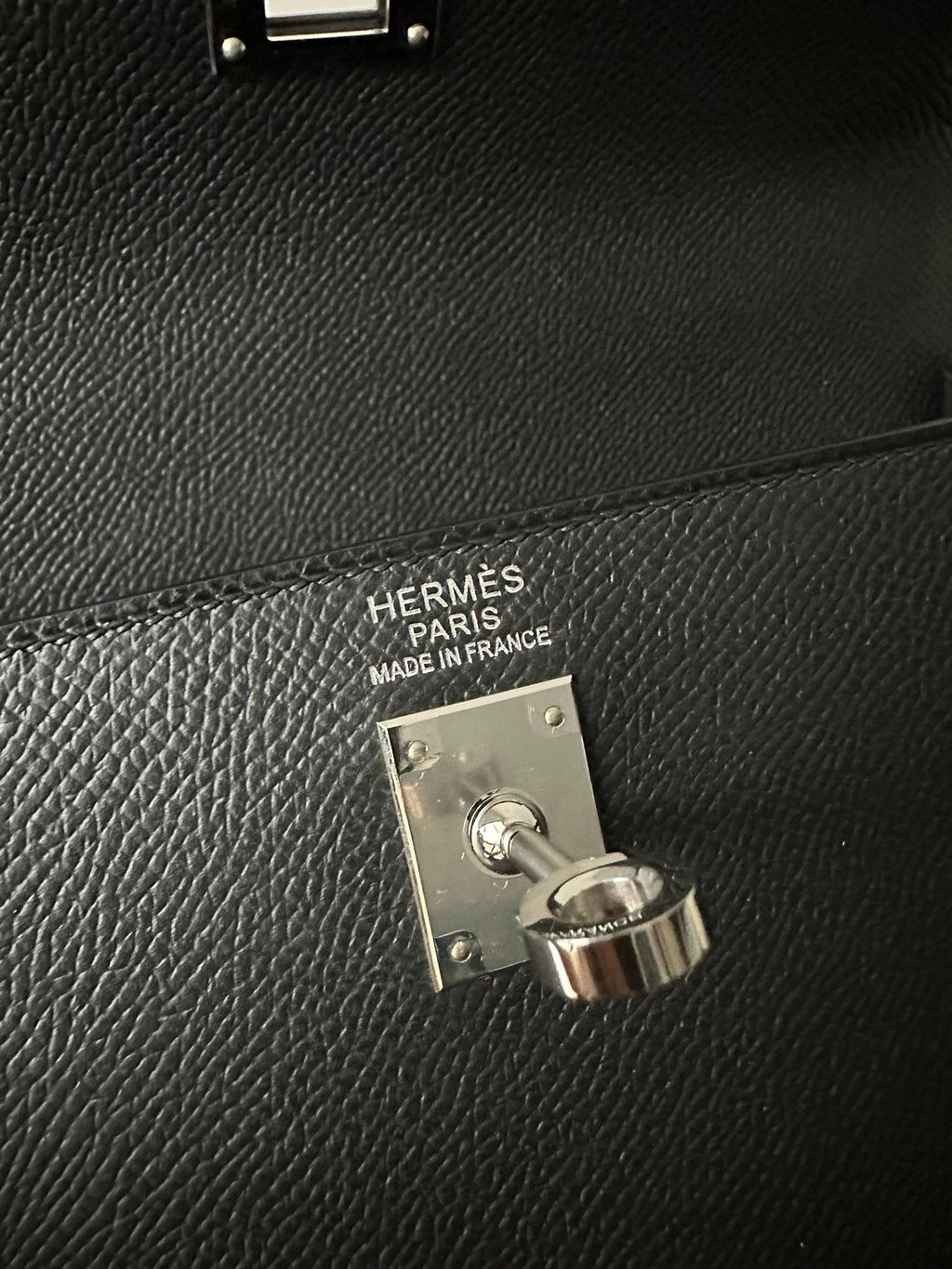 Hermes Kelly 25cm Black Epsom Silver Hardware Bag
