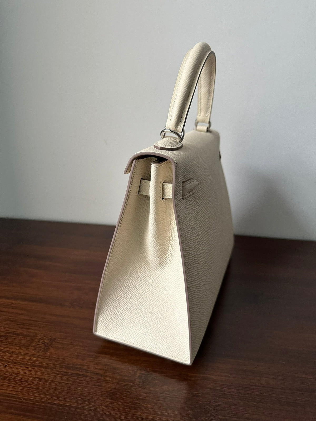 Hermes Kelly 25cm White Epsom Silver Hardware Bag