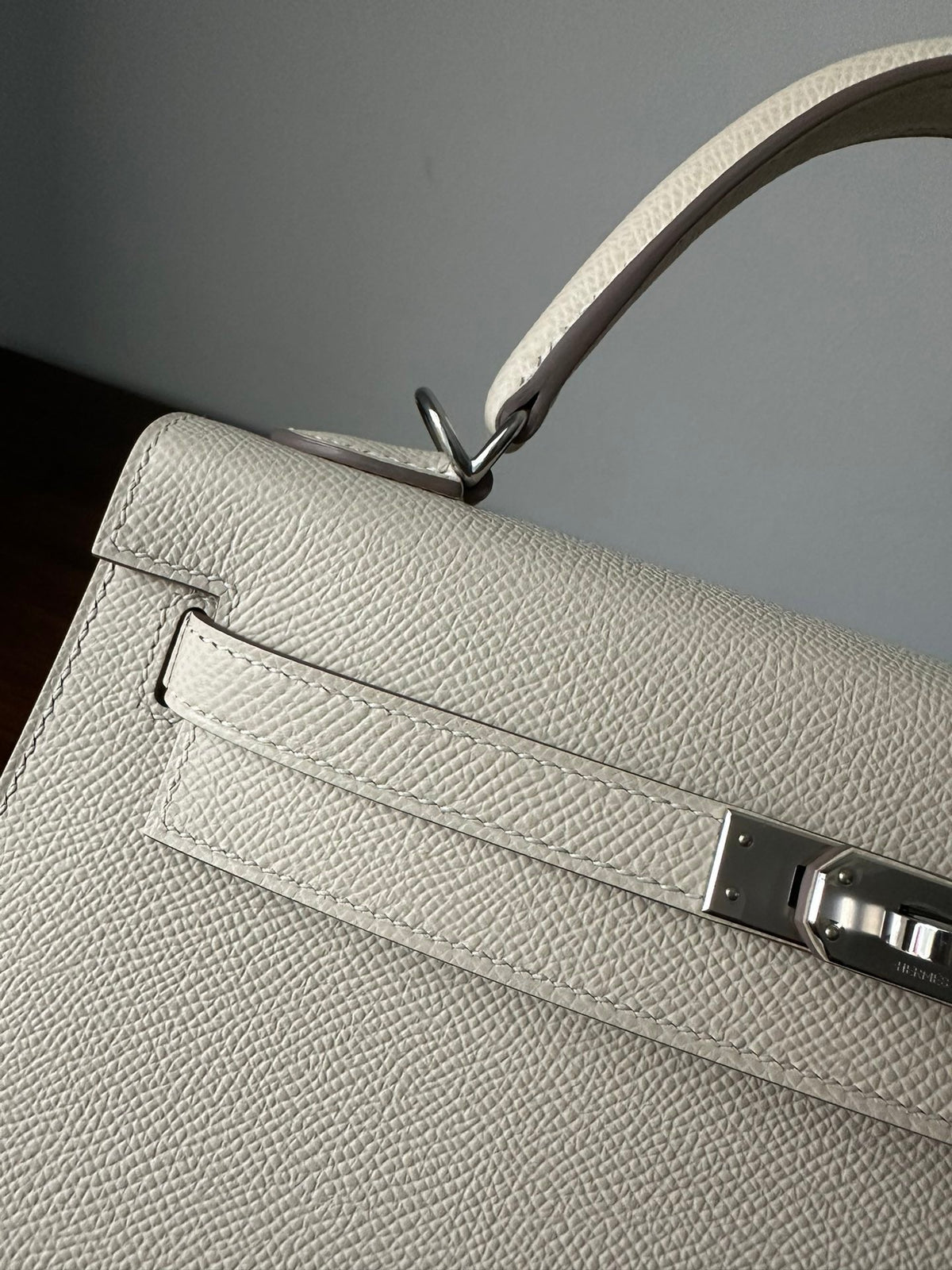 Hermes Kelly 25cm White Epsom Silver Hardware Bag
