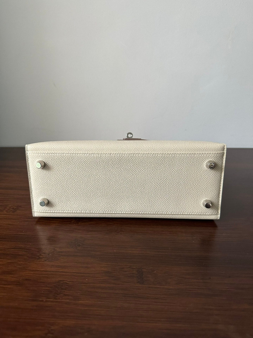 Hermes Kelly 25cm White Epsom Silver Hardware Bag