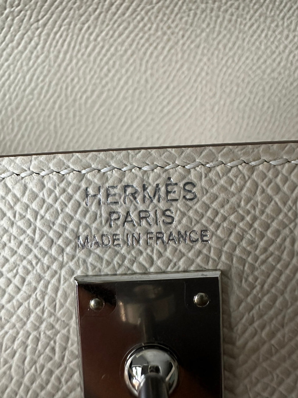 Hermes Kelly 25cm White Epsom Silver Hardware Bag