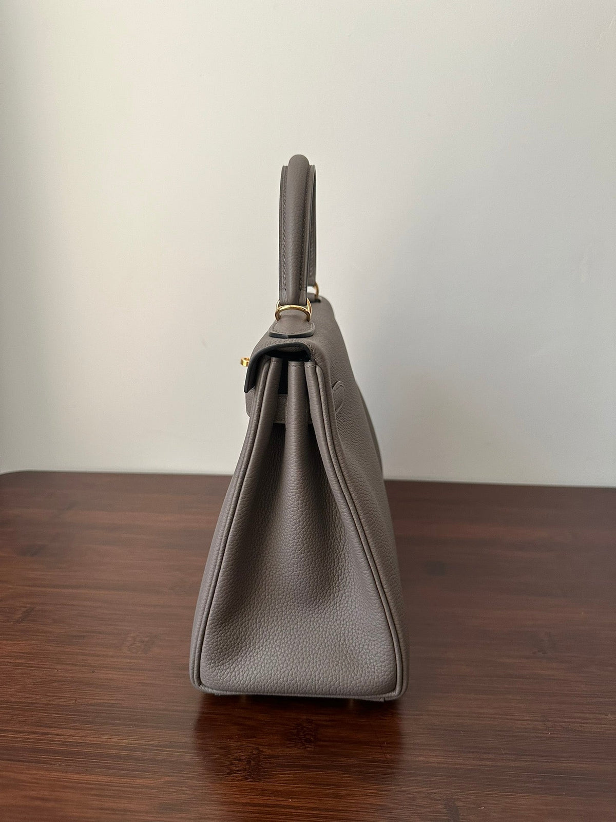 Hermes Kelly 28cm Etain Togo Gold Hardware Bag