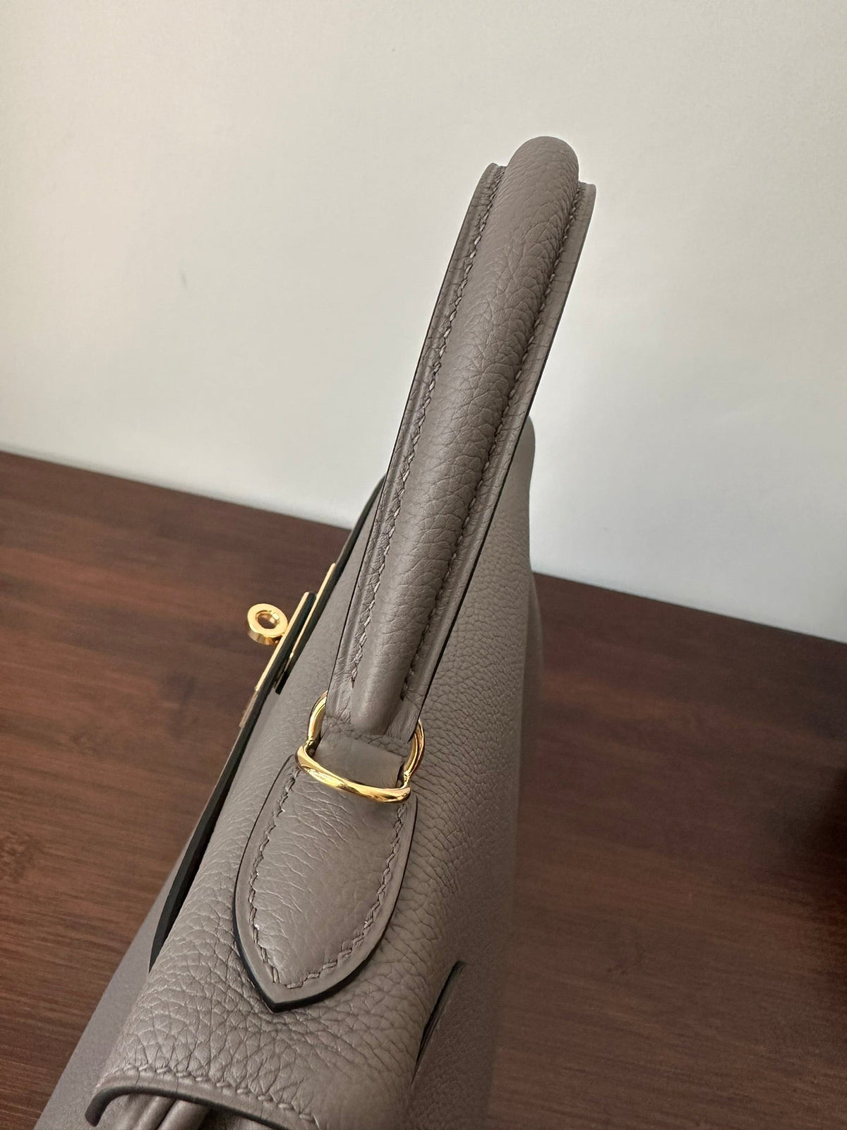 Hermes Kelly 28cm Etain Togo Gold Hardware Bag