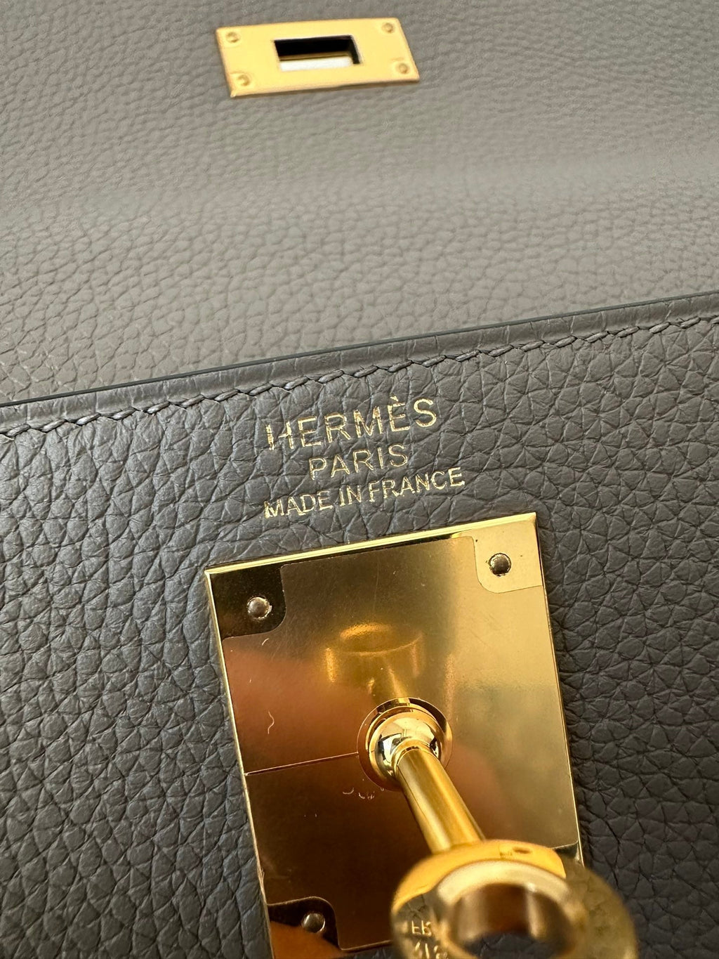 Hermes Kelly 28cm Etain Togo Gold Hardware Bag