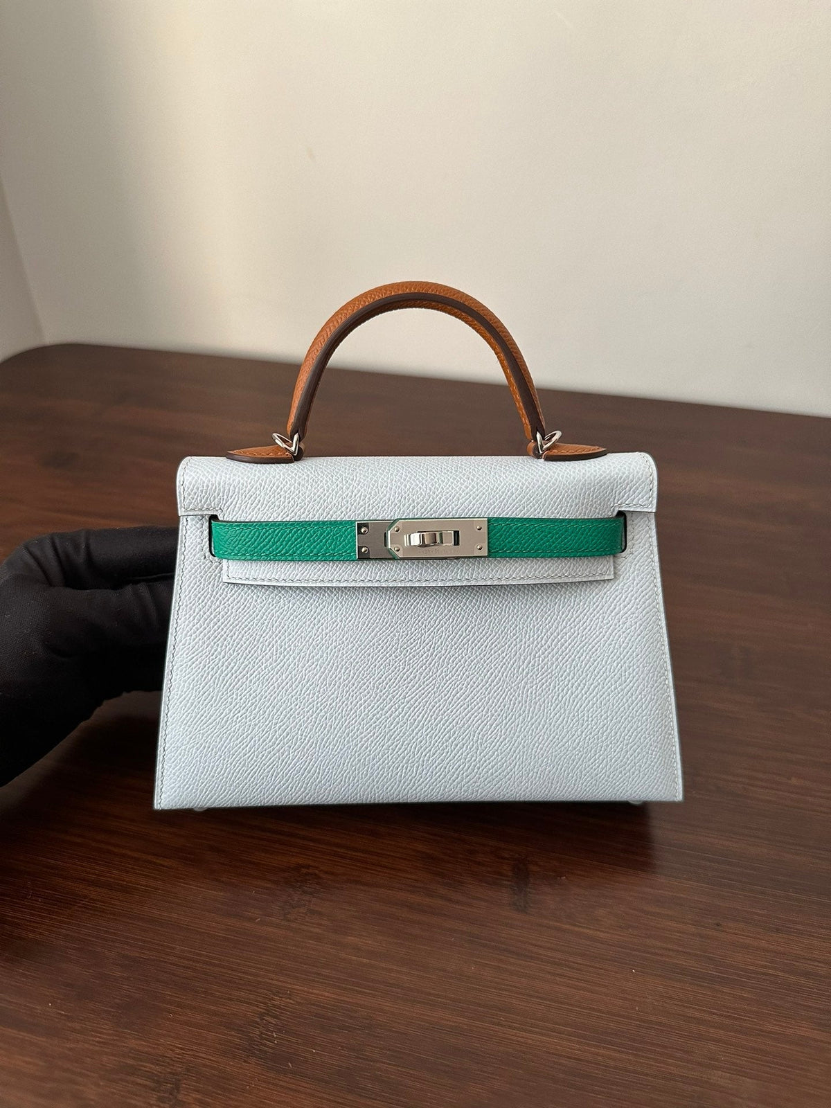 Hermes Kelly Mini 20 Cloud Blue Epsom Silver Hardware Bag