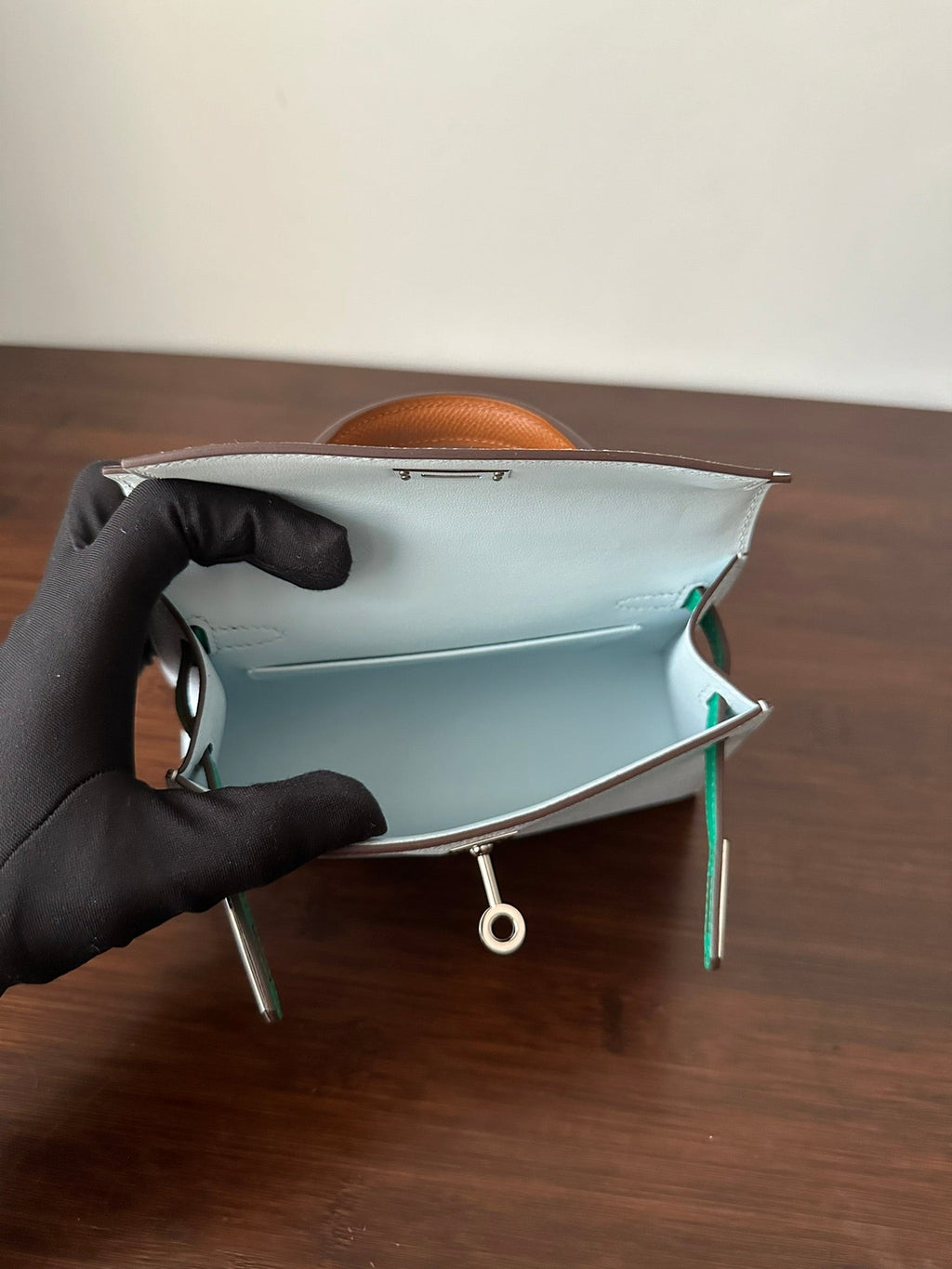 Hermes Kelly Mini 20 Cloud Blue Epsom Silver Hardware Bag