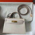 Hermes Kelly Mini 20 White Chevre Gold Hardware Bag