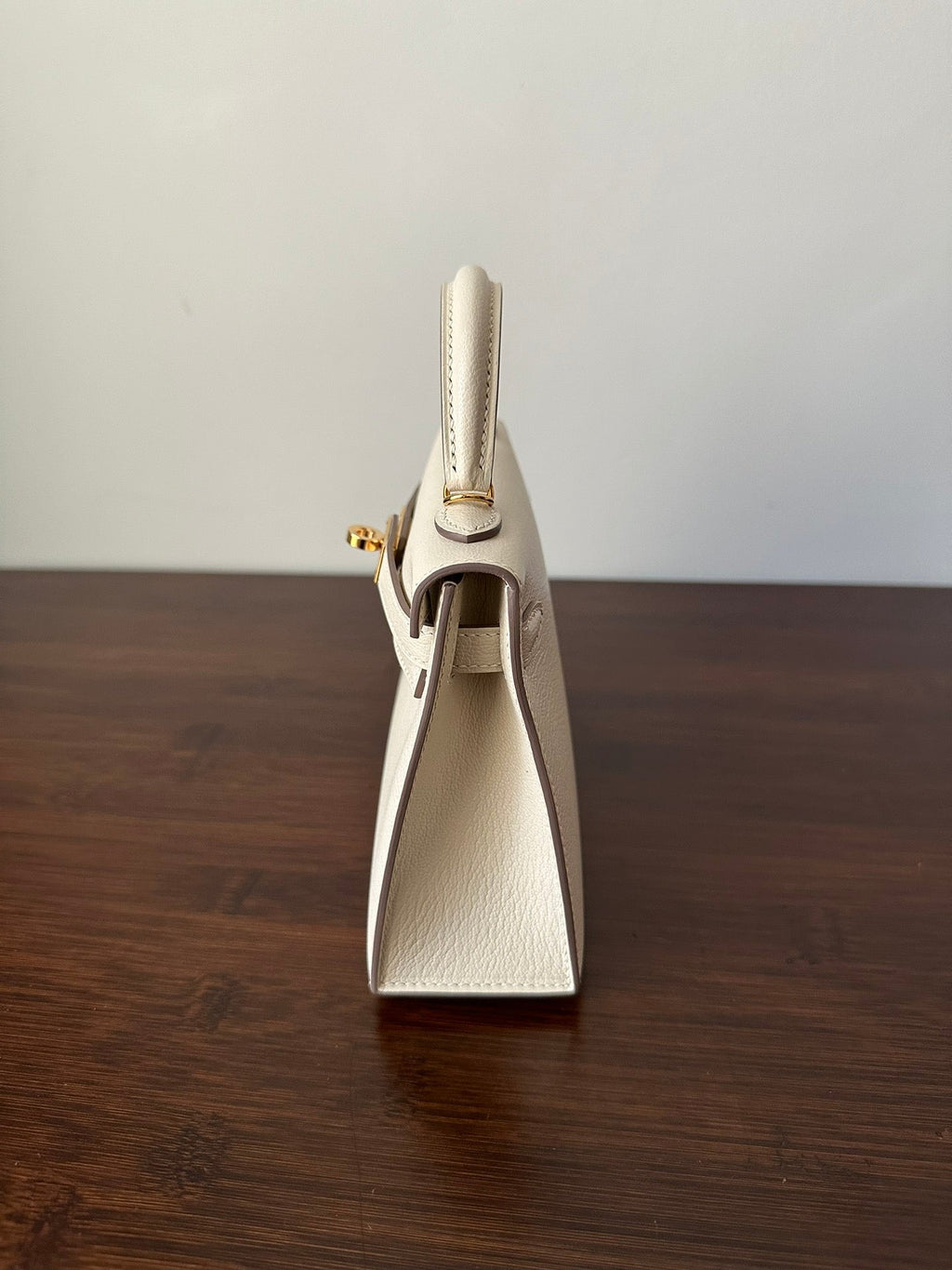 Hermes Kelly Mini 20 White Chevre Gold Hardware Bag
