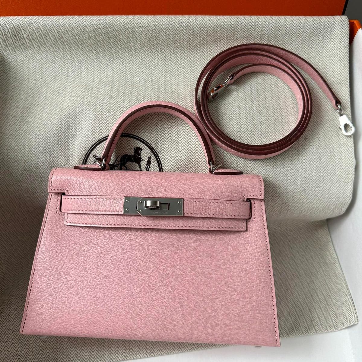 Hermes Kelly Mini 19 Pink Chevre Silver Hardware Bag