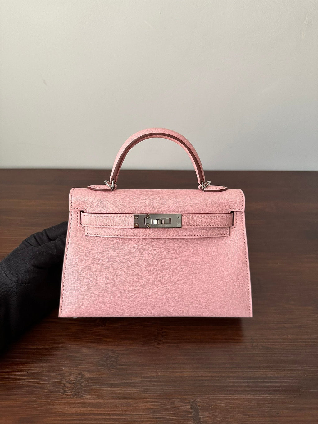 Hermes Kelly Mini 19 Pink Chevre Silver Hardware Bag