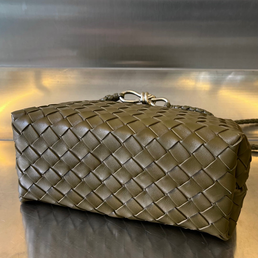 Bottega Veneta Small Andiamo 25cm Dark Olive Lambskin Bag