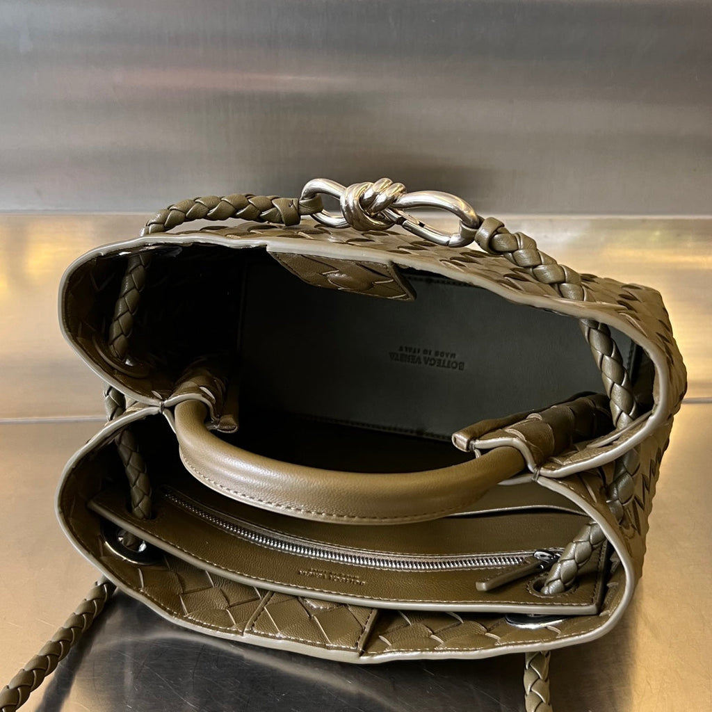 Bottega Veneta Small Andiamo 25cm Dark Olive Lambskin Bag