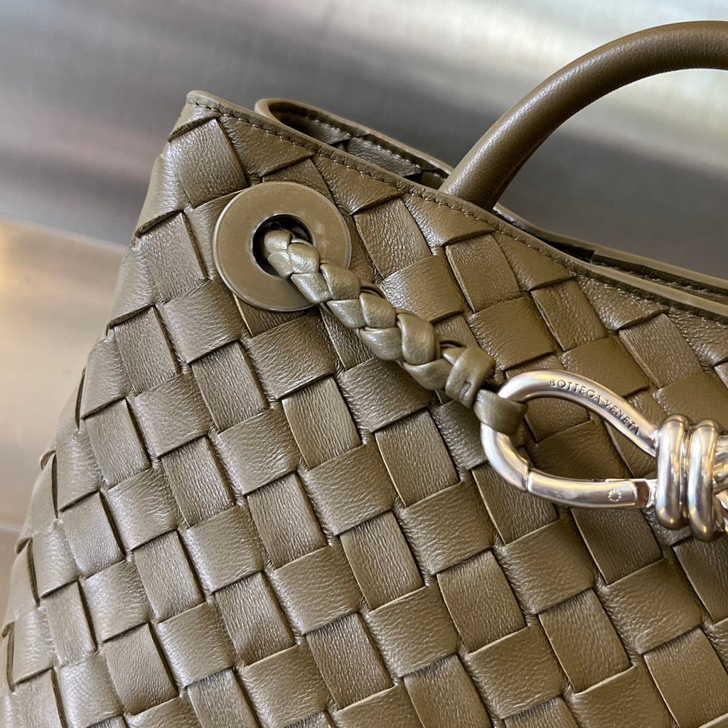 Bottega Veneta Small Andiamo 25cm Dark Olive Lambskin Bag