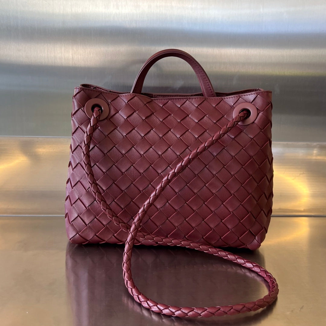Bottega Veneta Small Andiamo 25cm Dark Red Lambskin Bag