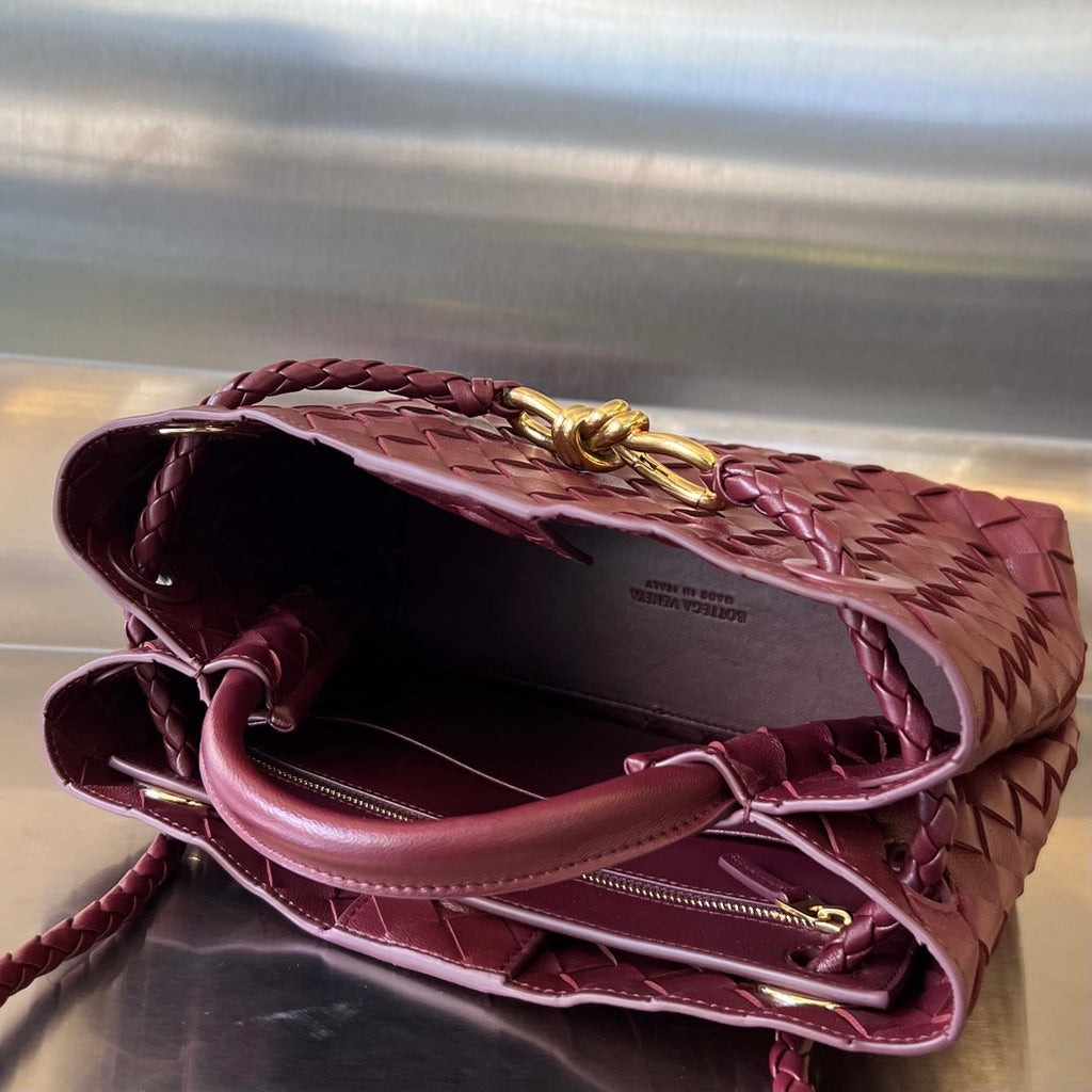 Bottega Veneta Small Andiamo 25cm Dark Red Lambskin Bag