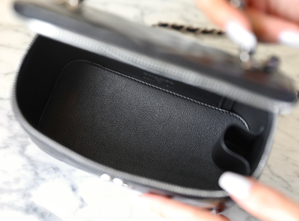 Chanel Vanity Case 17 Black Lambskin Silver Hardware