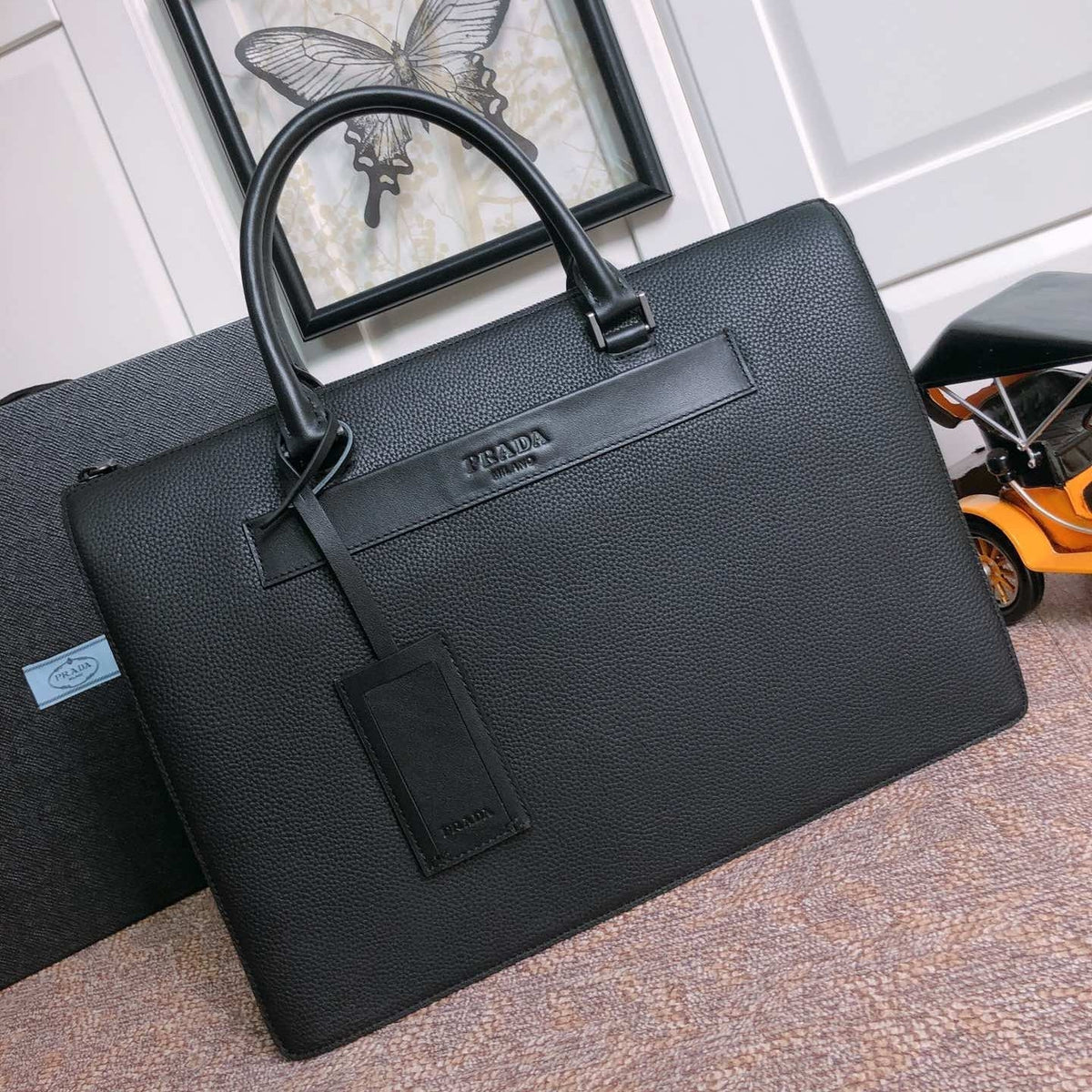Prada Briefcase 40 in Black Grained Calfskin Bag