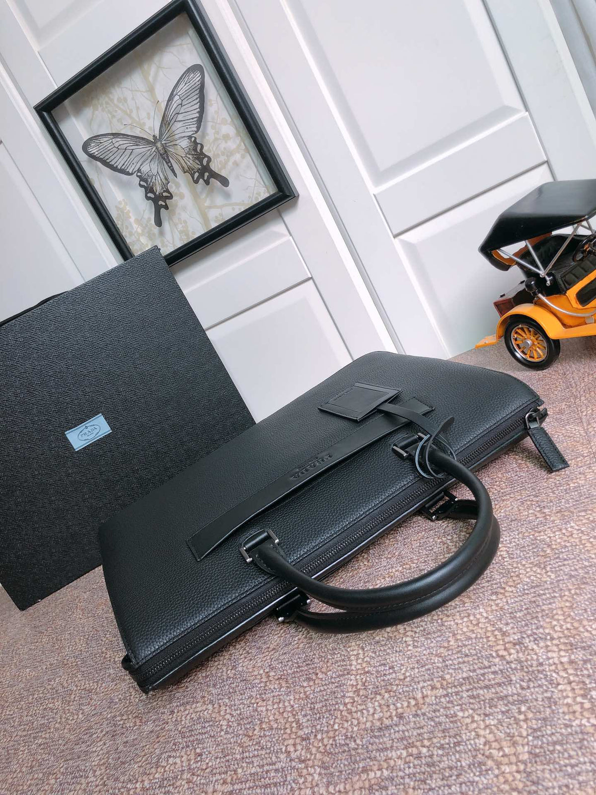 Prada Briefcase 40 in Black Grained Calfskin Bag