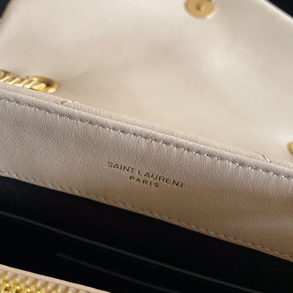 Saint Laurent Cross Body 25 Beige Cream Calfskin Bag