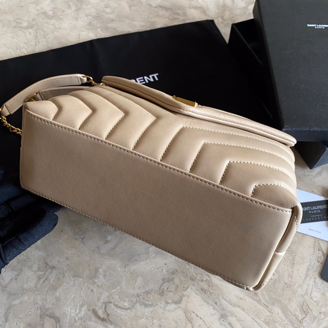 Saint Laurent Cross Body 25 Beige Cream Calfskin Bag