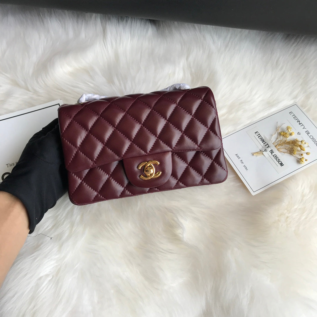 Chanel Mini 20 Bag in Red Brown Calfskin Gold Hardware
