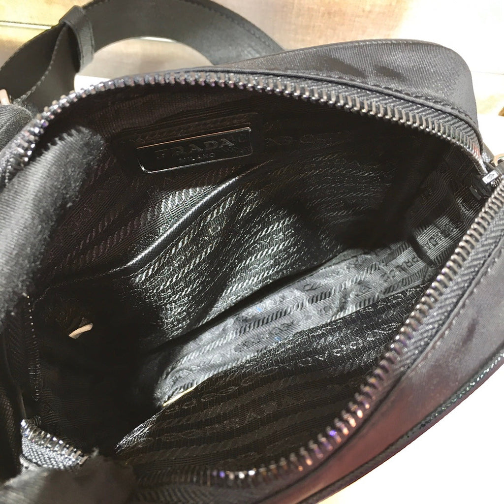 Prada Crossbody Bag 20 in Black Re-Nylon and Saffiano Leather Trim