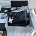 Chanel Gabrielle Medium 28 Hobo Bag in Black Calfskin