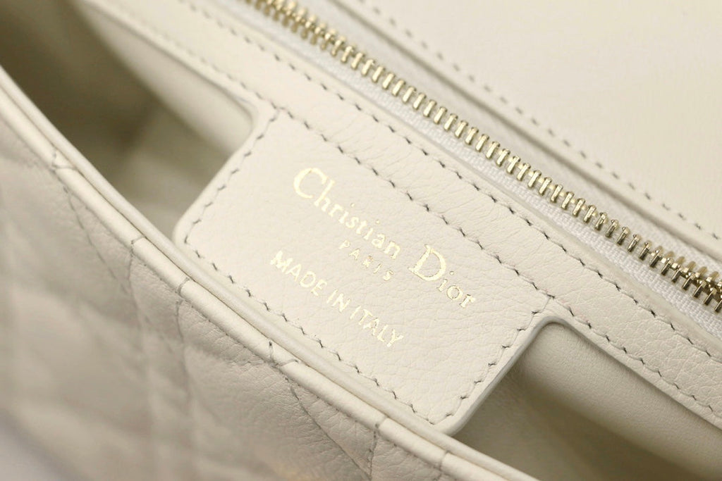 Dior Caro Mini Bag 20 in White Calfskin